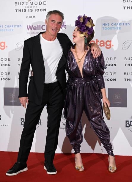 Greg Wise and Gaia Wise attends The Icon Ball 2021 during London Fashion Week September 2021 at The Landmark Hotel on September 17, 2021 in London,...
