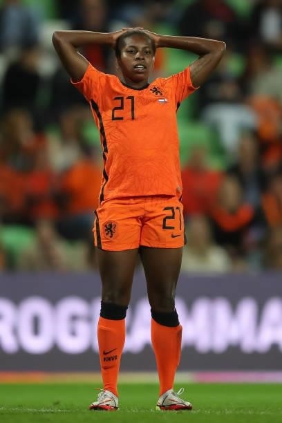 Lineth Beerensteyn of Netherlands reacts during the FIFA Women's World Cup 2023 Qualifier group C match between Netherlands and Czech Republic at...