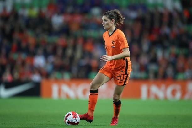 Dominique Janssen of Netherlands in action during the FIFA Women's World Cup 2023 Qualifier group C match between Netherlands and Czech Republic at...