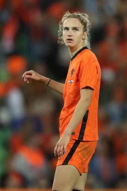 Vivianne Miedema of Netherlands reacts during the FIFA Women's World Cup 2023 Qualifier group C match between Netherlands and Czech Republic at...