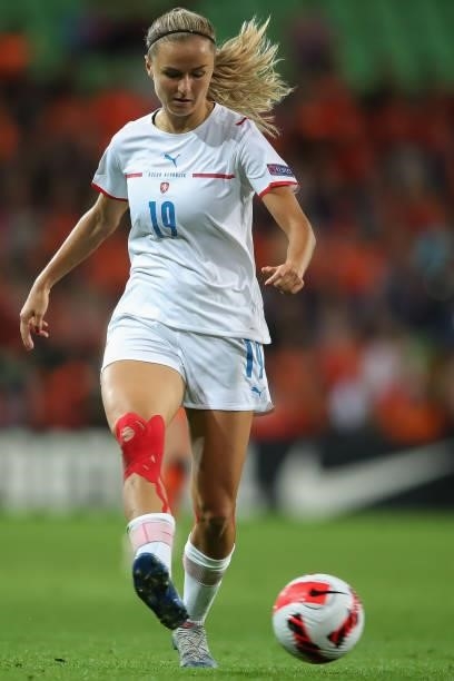 Simona Necidova of Czech Republic in action during the FIFA Women's World Cup 2023 Qualifier group C match between Netherlands and Czech Republic at...