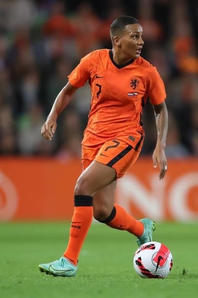 Shanice van de Sanden of Netherlands in action during the FIFA Women's World Cup 2023 Qualifier group C match between Netherlands and Czech Republic...