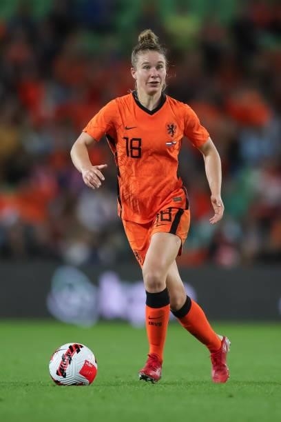 Sisca Folkertsma of Netherlands in action during the FIFA Women's World Cup 2023 Qualifier group C match between Netherlands and Czech Republic at...