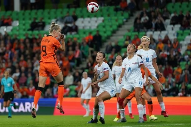 Vivianne Miedema of Netherlands in action during the FIFA Women's World Cup 2023 Qualifier group C match between Netherlands and Czech Republic at...