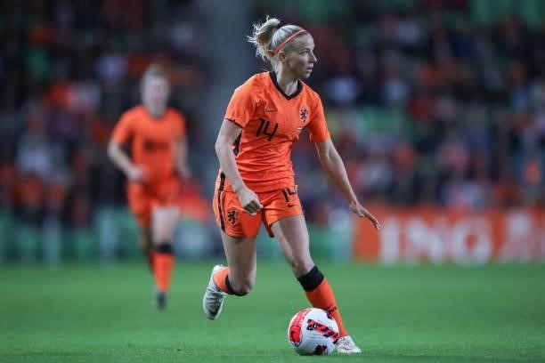 Jackie Groenen of Netherlands in action during the FIFA Women's World Cup 2023 Qualifier group C match between Netherlands and Czech Republic at...