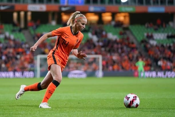 Jackie Groenen of Netherlands in action during the FIFA Women's World Cup 2023 Qualifier group C match between Netherlands and Czech Republic at...