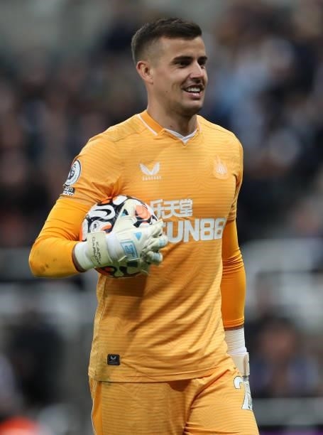 Karl Darlow of Newcastle Uited is seen during the Premier League match between Newcastle United and Leeds United at St. James Park on September 17,...