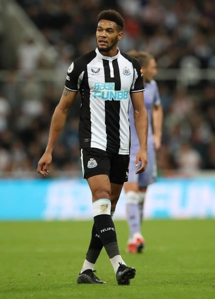 Joelinton of Newcastle United is seen during the Premier League match between Newcastle United and Leeds United at St. James Park on September 17,...