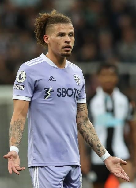 Kalvin Phillips of Leeds United is seen during the Premier League match between Newcastle United and Leeds United at St. James Park on September 17,...