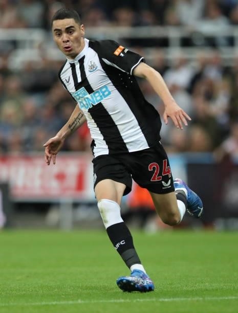 Miguel Almiron of Newcastle United is seen in action during the Premier League match between Newcastle United and Leeds United at St. James Park on...