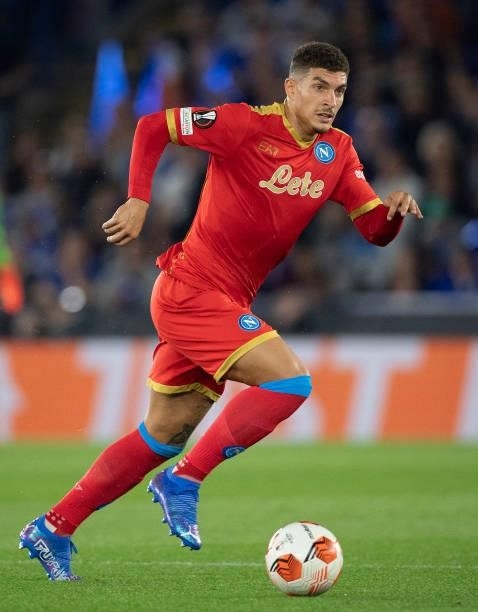 Giovanni Di Lorenzo of SSC Napoli during the UEFA Europa League group C match between Leicester City and SSC Napoli at The King Power Stadium on...