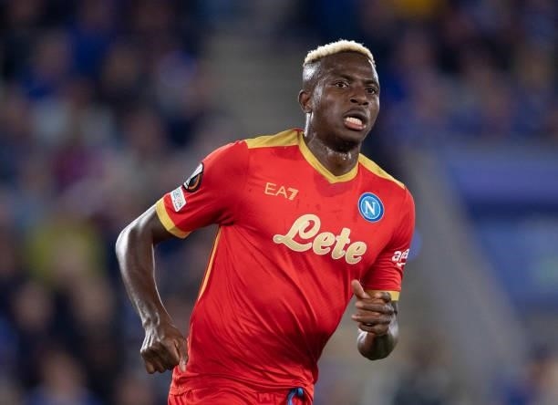 Victor Osimhen of SSC Napoli during the UEFA Europa League group C match between Leicester City and SSC Napoli at The King Power Stadium on September...