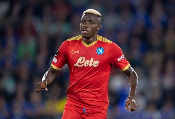 Victor Osimhen of SSC Napoli during the UEFA Europa League group C match between Leicester City and SSC Napoli at The King Power Stadium on September...