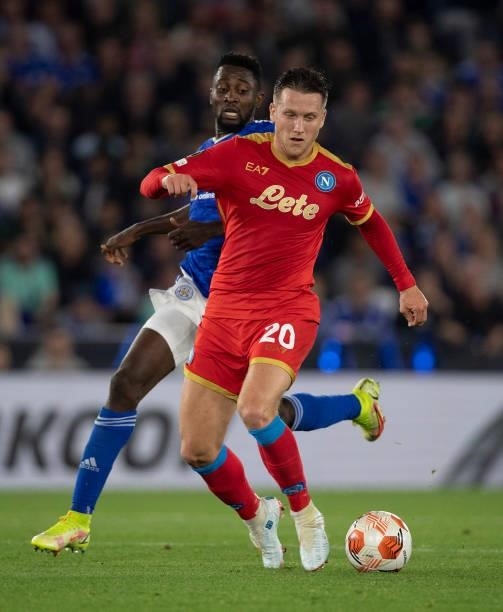 Piotr Zieliski of SSC Napoli and Wilfred Ndidi of Leicester City during the UEFA Europa League group C match between Leicester City and SSC Napoli at...