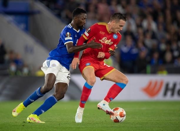 Piotr Zieliski of SSC Napoli and Wilfred Ndidi of Leicester City during the UEFA Europa League group C match between Leicester City and SSC Napoli at...