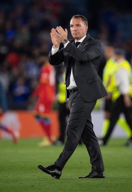 Leicester City Manager Brendan Rodgers after the UEFA Europa League group C match between Leicester City and SSC Napoli at The King Power Stadium on...
