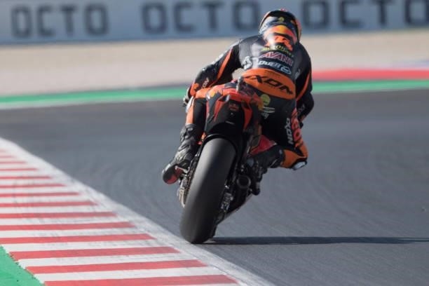 Remy Gardner of Australia and Red Bull KTM Ajo heads down a straight during the qualifying practice during the MotoGP Of San Marino - Qualifying at...