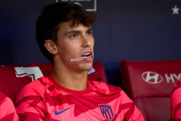 Joao Felix of Atletico de Madrid reacts on the bench prior the game during the La Liga Santander match between Club Atletico de Madrid and Athletic...