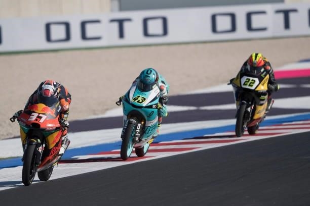 Pedro Acosta of Spain and Red Bull KTM Ajo leads the field during the qualifying practice during the MotoGP Of San Marino - Qualifying at Misano...