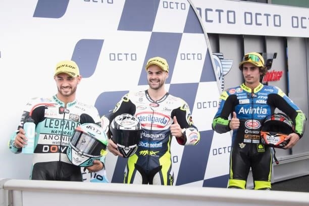 Denis Foggia of Italy and Leopard Racing, Romano Fenati of Italy and Sterilgarda Max Racing Team and Niccolo Antonelli of Italy and Reale Avintia...
