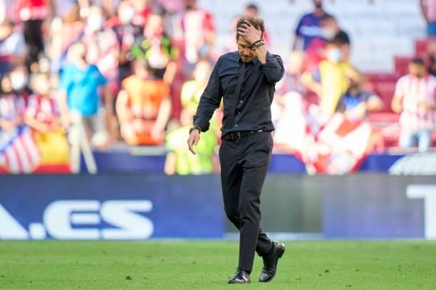 Diego Pablo Simeone head coach of Atletico de Madrid reacts after the game during the La Liga Santander match between Club Atletico de Madrid and...