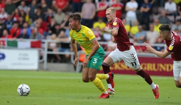 Ellis Iandolo of Swindon Town moves forward with the ball during the Sky Bet League Two match between Northampton Town and Swindon Town at Sixfields...