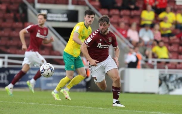 Jack Sowerby of Northampton Town in action during the Sky Bet League Two match between Northampton Town and Swindon Town at Sixfields on September...