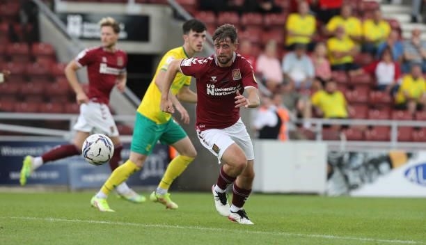 Jack Sowerby of Northampton Town in action during the Sky Bet League Two match between Northampton Town and Swindon Town at Sixfields on September...