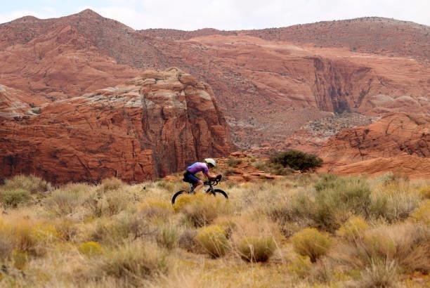 Athletes compete in the bike leg during the IRONMAN 70.3 World Championship on September 18, 2021 in St George, Utah.