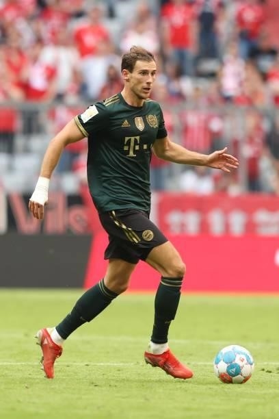 Leon Goretzka of FC Bayern München runs with the ball during the Bundesliga match between FC Bayern München and VfL Bochum at Allianz Arena on...