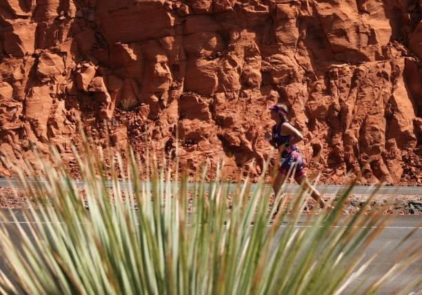 Athletes compete during the running leg during the IRONMAN 70.3 World Championship on September 18, 2021 in St George, Utah.