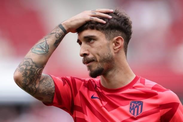 Sime Vrsaljko of Atletico de Madrid reacts during his warm up before the La Liga Santander match between Club Atletico de Madrid and Athletic Club at...