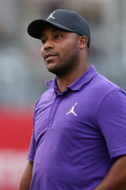 Harold Varner III walks on the 18th hole during round three of the Fortinet Championship at Silverado Resort and Spa on September 18, 2021 in Napa,...