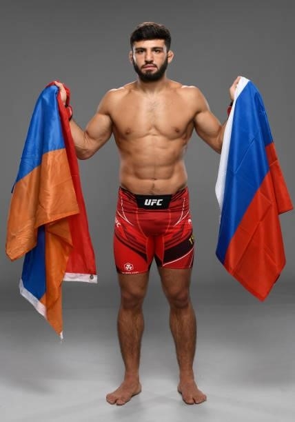 Arman Tsarukyan of Armenia poses for a portrait after his victory at UFC APEX on September 18, 2021 in Las Vegas, Nevada.