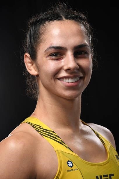 Ariane Lipski of Brazil poses for a portrait after her victory at UFC APEX on September 18, 2021 in Las Vegas, Nevada.