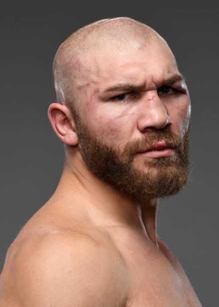 Ion Cutelaba of Moldova poses for a portrait after his victory at UFC APEX on September 18, 2021 in Las Vegas, Nevada.