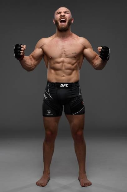 Ion Cutelaba of Moldova poses for a portrait after his victory at UFC APEX on September 18, 2021 in Las Vegas, Nevada.
