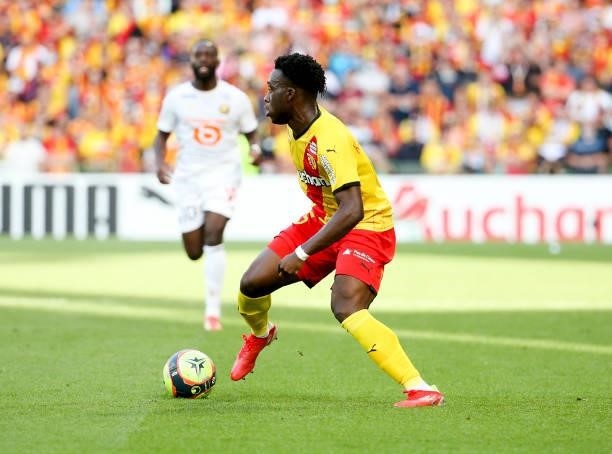 Arnaud Kalimuendo of Lens during the Ligue 1 Uber Eats match between RC Lens and Lille OSC at Stade Bollaert-Delelis on September 18, 2021 in Lens,...