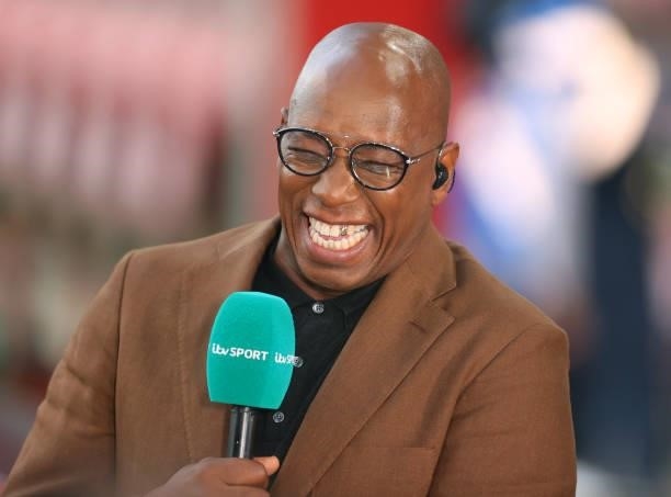 Ian Wright reports pitchside for ITV Sport television ahead of the FIFA Women's World Cup 2023 Qualifier group D match between England and North...
