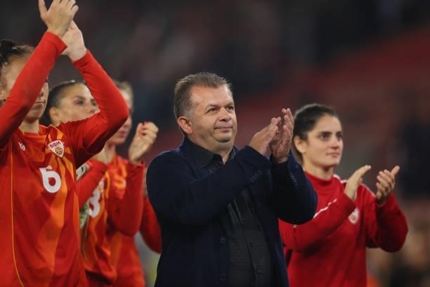 Kiril Izov manager of North Macedonia during the FIFA Women's World Cup 2023 Qualifier group D match between England and North Macedonia at St....