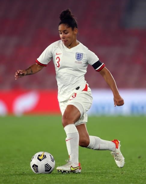 Demi Stokes of England during the FIFA Women's World Cup 2023 Qualifier group D match between England and North Macedonia at St. Mary's Stadium on...