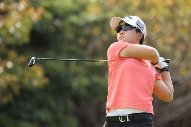 Hee-Kyung Bae of South Korea hits her tee shot on the 6th hole during the final round of the Sumitomo Life Vitality Ladies Tokai Classic at Shin...