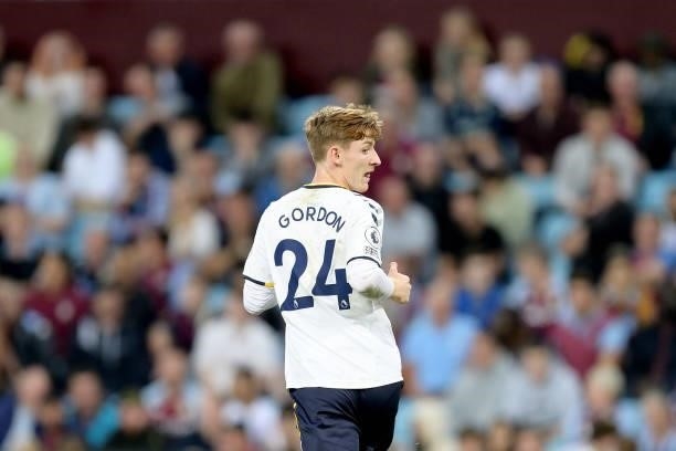 Anthony Gordon of Everton during the Premier League match between Aston Villa and Everton at Villa Park on September 18, 2021 in Birmingham, England.