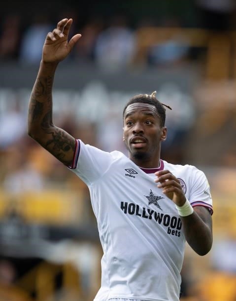 Ivan Toney of Brentford during the Premier League match between Wolverhampton Wanderers and Brentford at Molineux on September 18, 2021 in...