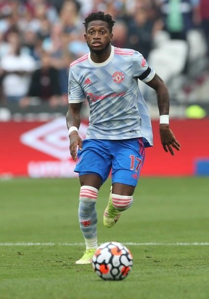 Fred of Manchester United in action during the Premier League match between West Ham United and Manchester United at London Stadium on September 19,...