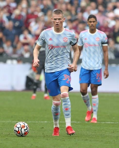 Scott McTominay of Manchester United in action during the Premier League match between West Ham United and Manchester United at London Stadium on...