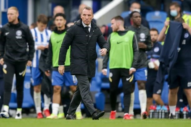 Head Coach Brendan Rodgers of Leicester City after his sides 2-1 defeat during the Premier League match between Brighton & Hove Albion and Leicester...