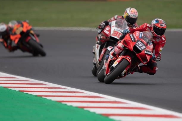 Michele Pirro of Italy and Ducati Team leads the field during the MotoGP race during the MotoGP Of San Marino - Race at Misano World Circuit on...