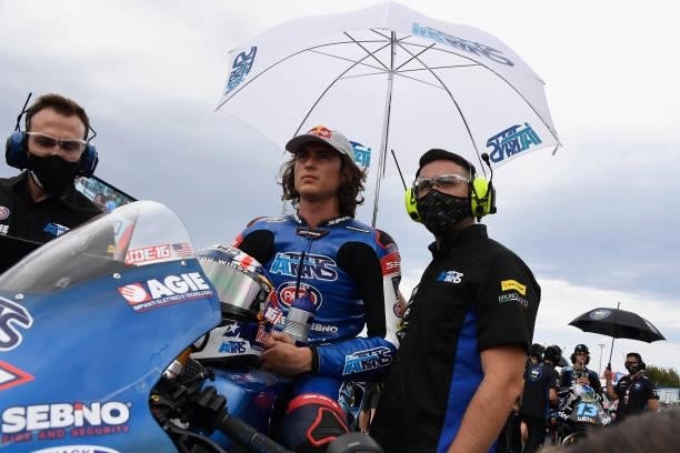 Joe Roberts of USA and Italtrans Racing Team prepares to start on the grid during the Moto2 race during the MotoGP Of San Marino - Race at Misano...