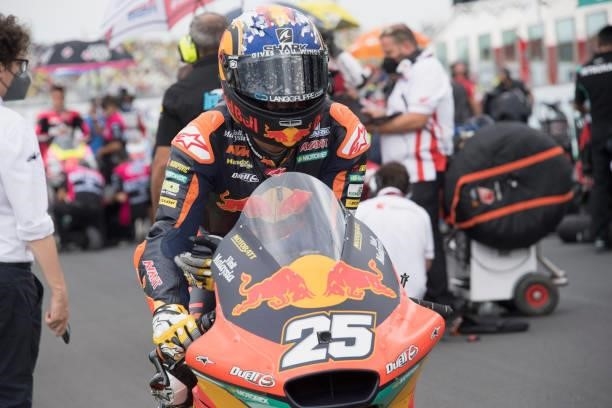 Raul Fernandez of Spain and Red Bull KTM Ajo arrives on the grid during the Moto2 race during the MotoGP Of San Marino - Race at Misano World Circuit...